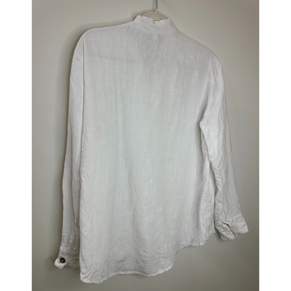 Freya Lillie White Linen Organic Cotton Boyfriend Fit Button Up Shirt UK 14-16 - Picture 8 of 12